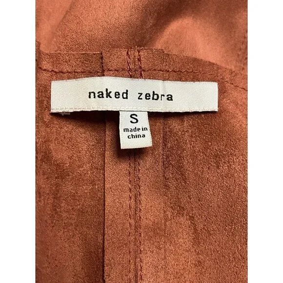 Naked‎ Zebra Faux Suede Short Dress Size S Rust Orange S/S Front Hip Pockets - Picture 5 of 11